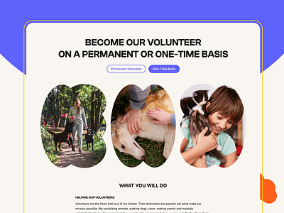 Animal shelter website animals bright design ui volunteer website