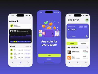 CryptoWallet / Buy, Sell, Transfer Screens app for bank bank design bitcoin crypto wallet exchage fintech ios transfer ui