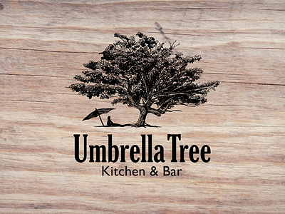 Umbrella Tree Kitchen & Bar Logo 2018 bar beach vibe logo minimalist restaurant rustic tree umbrella