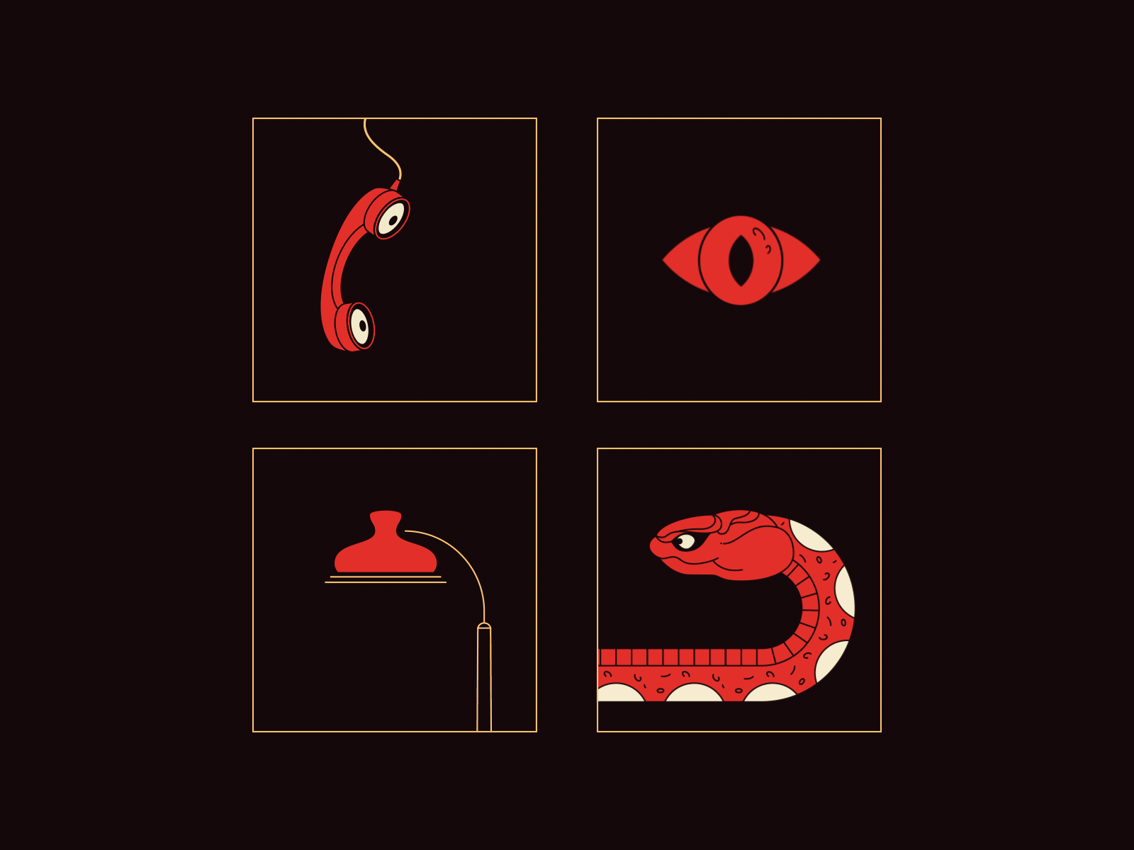 ☎️👁💡🐍 animation bright element eye flat game graphic design icons motion graphics mysthic night phone scary silence snake