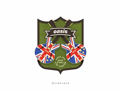 44B24#26 badge brit british england epiphone gallagher illustration liam noel oasis pop retro rock sticker uk vintage