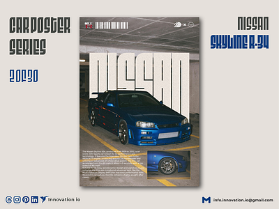 R-34 SKYLINE car design graphic design nissan poster skyline