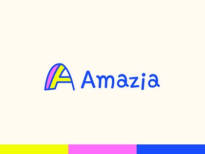 Amazia ,kids brand a a logo bold brand identity branding colorful creative excitement identity joy kids lettermark logo logos minimal monogram playful