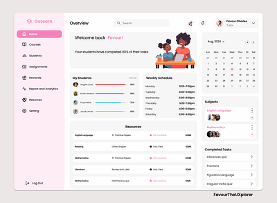 GoLearn dashboard design figma logo typography ui ux website