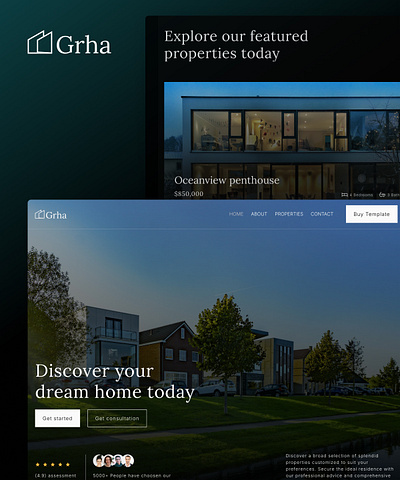 Grha — Real Estate Template framer ui web design webdesign