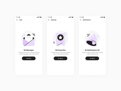 Empty States adobe design digital empty state screen empty states illustration illustrator no messages no notifications no rewards non favourites phonepe ui vector