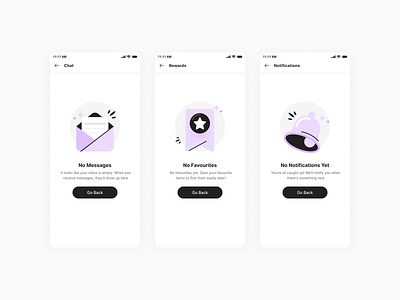 Empty States adobe design digital empty state screen empty states illustration illustrator no messages no notifications no rewards non favourites phonepe ui vector