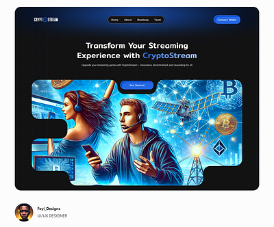 CryptoStream Hero Section Design blockchain design blockchainui crypto design crypto landing page cryptodesign interface design interfacedesign landing page design landingpagedesign meme coin design memecoin streaming platform streamingplatform ui ui design uidesign web design web3 design web3design website design