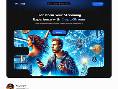 CryptoStream Hero Section Design blockchain design blockchainui crypto design crypto landing page cryptodesign interface design interfacedesign landing page design landingpagedesign meme coin design memecoin streaming platform streamingplatform ui ui design uidesign web design web3 design web3design website design