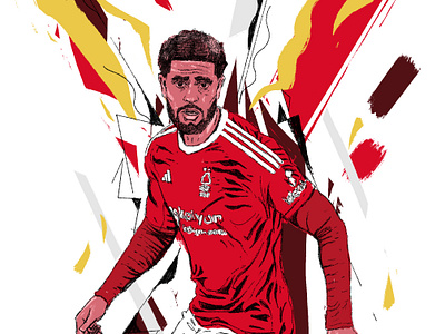 Nottingham Forest - Cover illustration 02. character football football club football illustrated football programme illustrated football illustration illustrator nottingham forest people portrait portrait illustration procreate soccer soccer illustrated