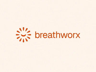 Breathworx Logo air branding breathing breathlogo breathwork logodesign logomarksmile smile smilelogo smiling sunburst therapy