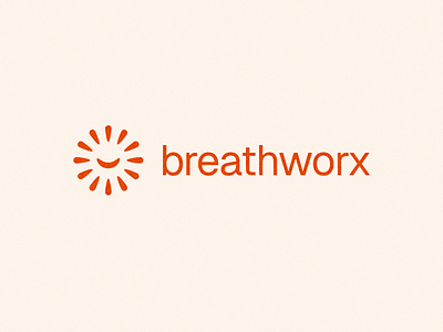 Breathworx Logo air branding breathing breathlogo breathwork logodesign logomarksmile smile smilelogo smiling sunburst therapy