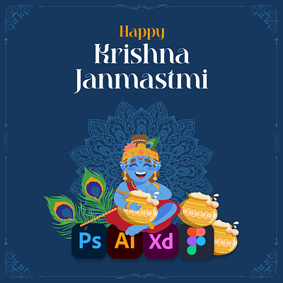 Janmashtami Post banner branding graphic design logo post ui