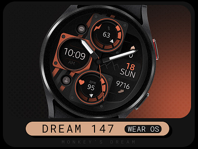 Modern hybrid orange watch face analog dark design galaxy watch ultra graphic design illustration modern modern watch face orange samsung sleek smartwatch technology ui watch watch face wear os watchface wear os