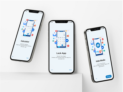 Onboarding UI app design app lock design inspiration design process designer community graphic design hidden photos interaction design interface design minimal design mobile app onboarding privacy app product design security ui ui design user experience user interface visual design