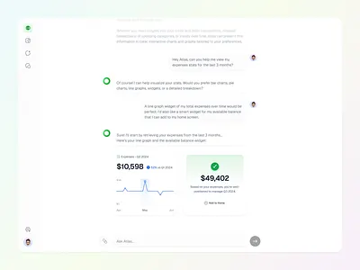 AI Chat & Graph 💬 ai chart chat chatgpt clean graph line messages minimal product design saas ui ui design user ux design web design