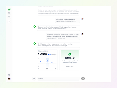 AI Chat & Graph 💬 ai chart chat chatgpt clean graph line messages minimal product design saas ui ui design user ux design web design