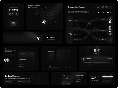 ✦ Coinnect - Financial Component animation bank bento boxes component crypto grid illustration interface motion graphics ui uix user interface ux web web design