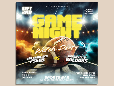 Football Flyer Template sports bar