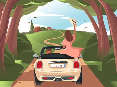 Summer mood 2dillustration adobeillustrator artwork car flatillustration green illustration illustrator minicooper nature summer traveling trip vector vectorart vectorillustration