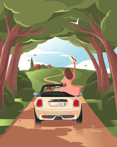 Summer mood 2dillustration adobeillustrator artwork car flatillustration green illustration illustrator minicooper nature summer traveling trip vector vectorart vectorillustration