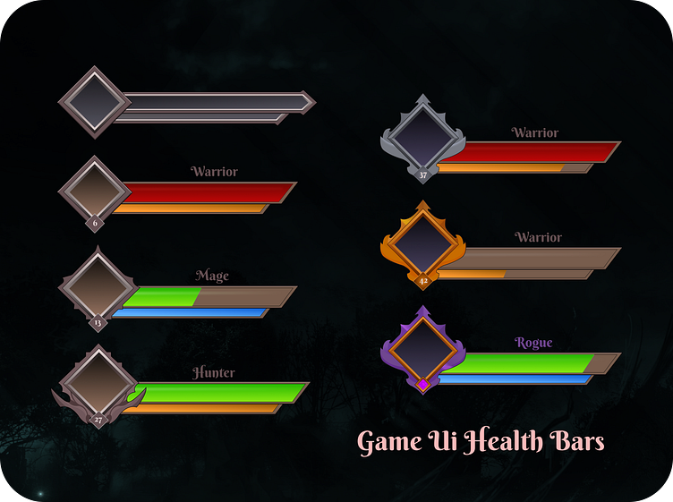 Health bars Game UI For MMO and RPG games by Tooba on Dribbble