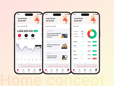 Home concept for finance app app design ui ux