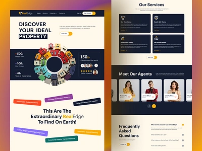 RealEdge Landing Page Design apartment architecture broker building clean eal estate home home ui house landing page landing ui property property listing real estate agency realtor rent residence startup unique web design