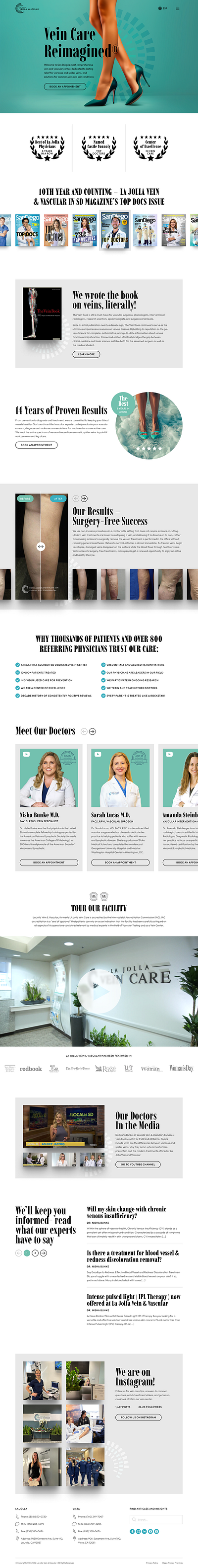 La Jolla Vein & Vascular figma health site ui ux vascular web design web development website wordpress