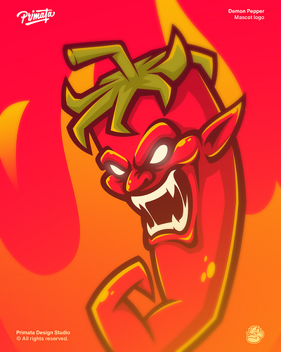 Demon Pepper brand chilli demon fire flame graphic design hot illustration logo mascot pepper spicy sportlogo vector