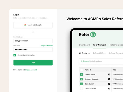 ReferIn design email marketing marketing network onboarding pipeline platform referrals sign in strategy user experience user interface