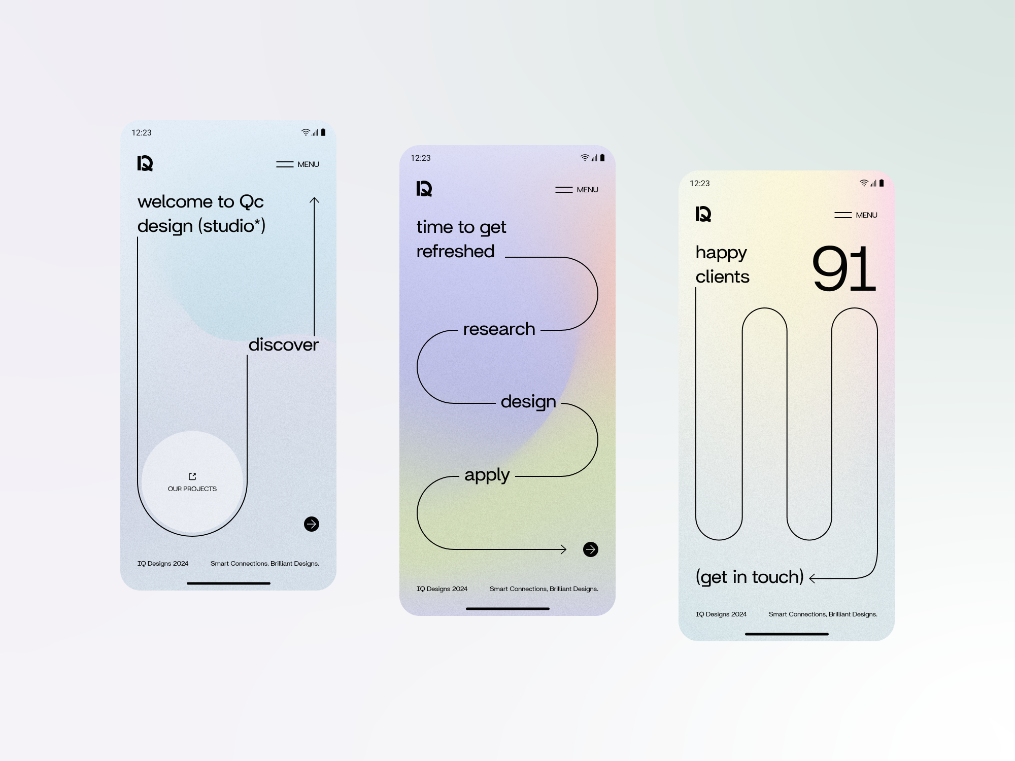 IQ Designs app branding connect design designstudio interface mobileapp portfolio ui ux
