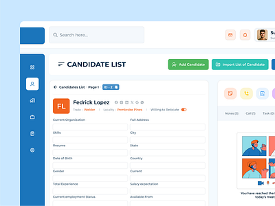 CRM design for a Job Listing Company crm dashboard employer hire iillustration job projects ui ux web