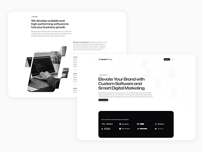Software & App Development Company Website Design app development branding homepager landing page minimalistic monotone nextjs react software agency tailwindcss ui web design