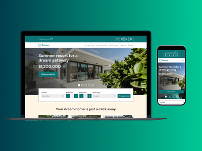 Sumeer Homes: Responsive UI Redesign agency branding clean client design desktop figma high fidelity home mobile modern product design real estate redesign responsive ui ui design ux visual design wireframe