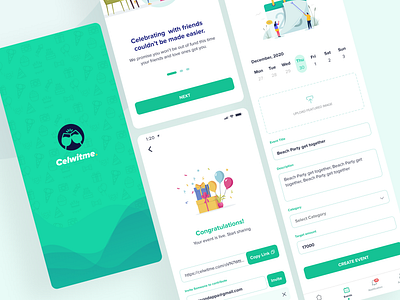 Celwitme - Celebrate Memories With Your Loved Ones app branding event logo product design ui uiux design