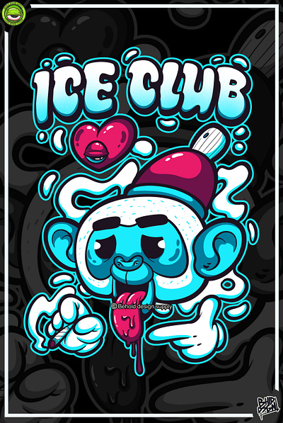 ICE CLUB - artwork apparel design art artwork cartoon character art clothing design digital artwork illustration merch print design