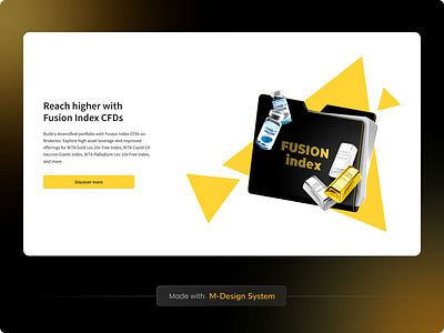 Fintech Website | M-Design System 3d components covid design system finance fintech funds gold graphic design index landing landing page shares stocks trading ui ui kit web website