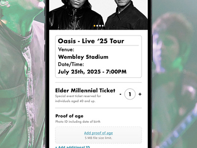 Oasis - Elder Millennial Ticket oasis oasis reunion product design ticket app ui ux