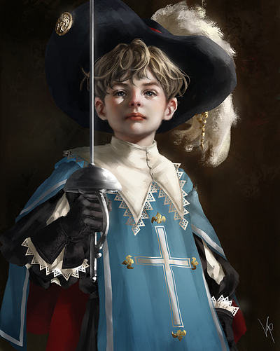 Musketeer antique boy charactordesign conceptart digitalpainting gothic illust illustration kid portrait