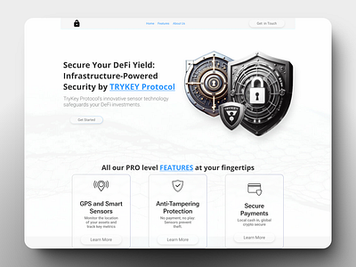 Landing Page for TRYKey Protocol 3d animation branding defi inspiration figma graphic design hero section landing page landing page inspiration logo motion graphics ui wallet web design web3 web3 asset web3 design website white background section