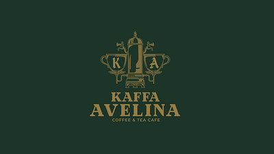 Kaffa Avelina Coffee & Tea Cafe Logo 2018 branding cafe classic coffee logo steampunk tea