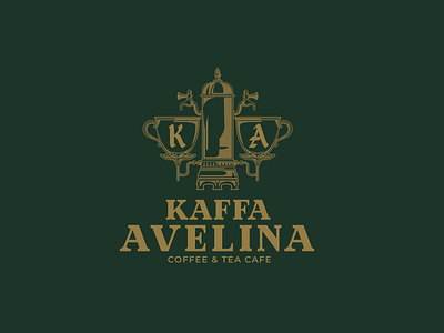 Kaffa Avelina Coffee & Tea Cafe Logo 2018 branding cafe classic coffee logo steampunk tea