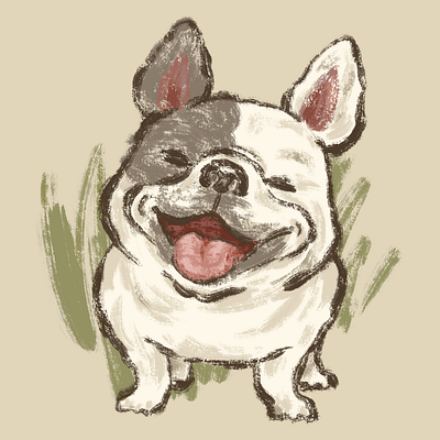 Smiling French bulldog animal dog illustration pet puppy