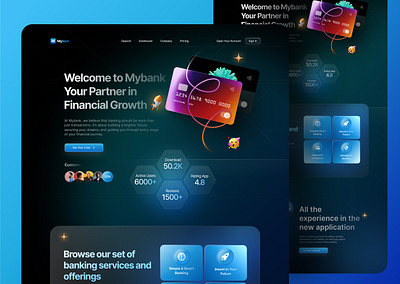 Mybank - Finance Website bank banking card dark mode finance fintech home page investment landing page mastercard money online banking payment paypal ui ux ui design wallet web banking web finance website