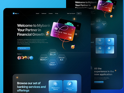 Mybank - Finance Website bank banking card dark mode finance fintech home page investment landing page mastercard money online banking payment paypal ui ux ui design wallet web banking web finance website