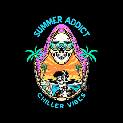 SUMMER ADDICT, CHILLER VIBES animation app branding design graphic design icon illustration logo minimal typography ui ux vector web