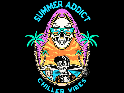 SUMMER ADDICT, CHILLER VIBES animation app branding design graphic design icon illustration logo minimal typography ui ux vector web