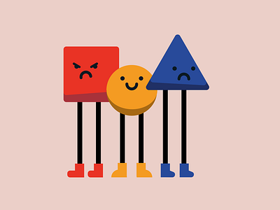 The Trios abstract bauhaus characters comic design feelings fun geometric graphic design group illustration minimal motion graphics personality primary colours retro shadow shapes style trio