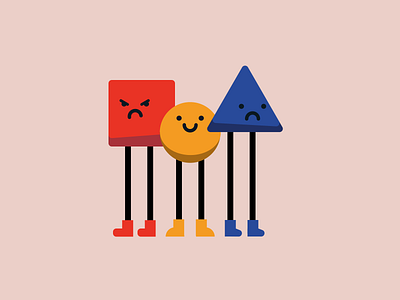 The Trios abstract bauhaus characters comic design feelings fun geometric graphic design group illustration minimal motion graphics personality primary colours retro shadow shapes style trio